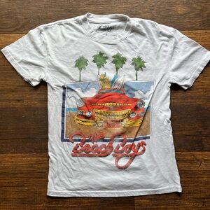 Men's Beach Boys T-Shirt White Logo S 1983 Tour 60s California Girls Hawaii Surf